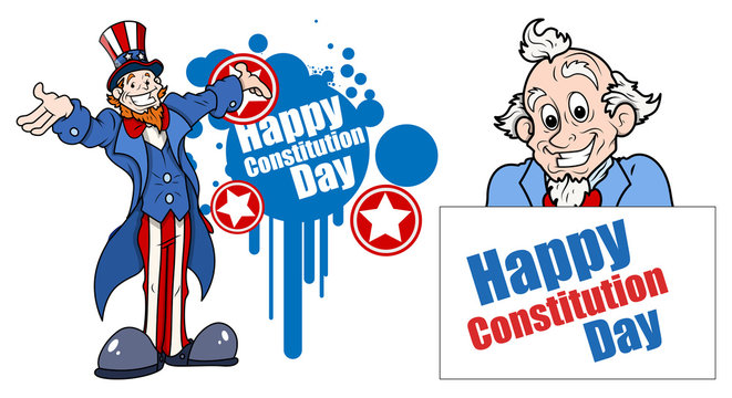 Uncle Sam cartoon - Constitution Day Vector Illustration