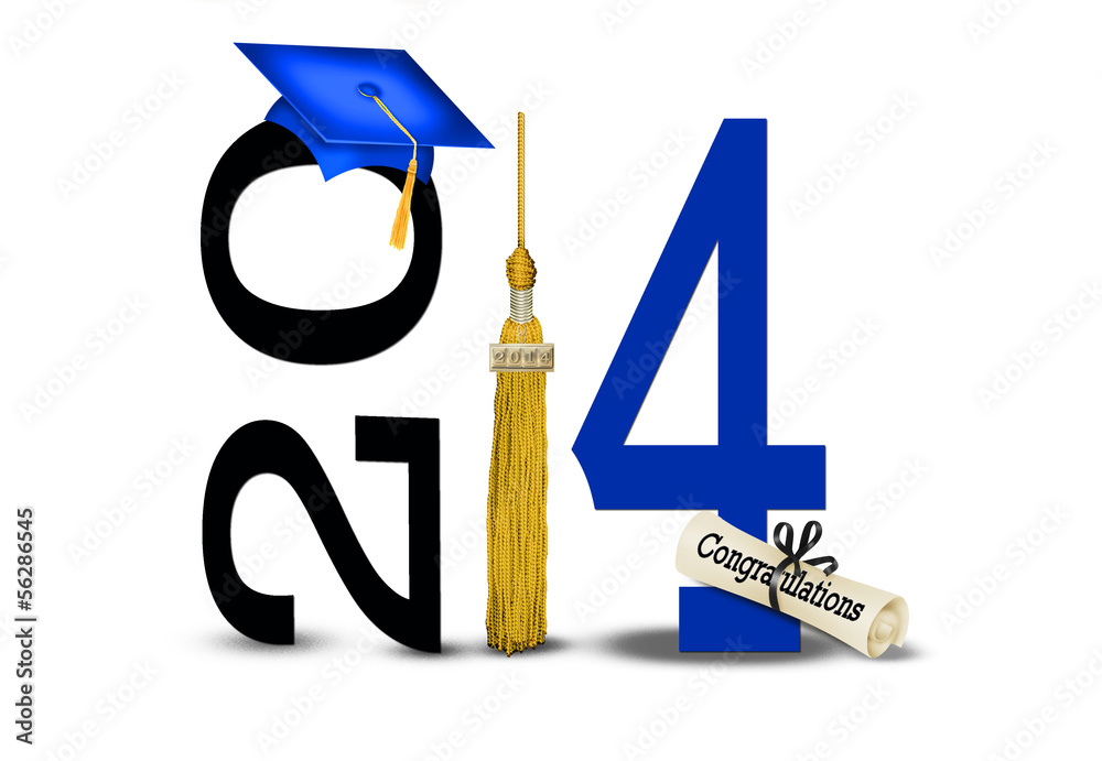 Poster blue 2014 graduation with gold tassel - Posters