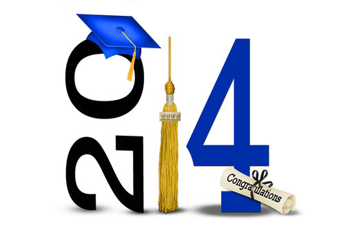 Blue 2014 graduation with gold tassel