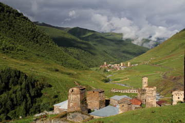 Fototapeta na wymiar A typical Svanetian tower