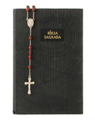 Fototapeta na wymiar Rosary over an old holy bible.