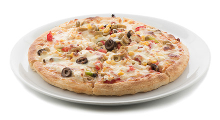 Vegetarian pizza isolated on white background