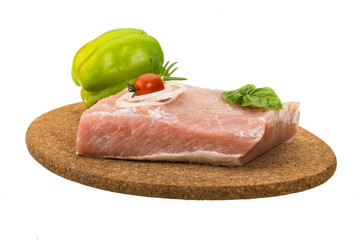 Raw pork with onion, basil and rosemary