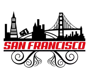 Crédence de cuisine en verre imprimé Doodle San Francisco