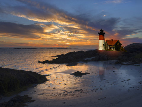 Lighthouse Off New England Coast