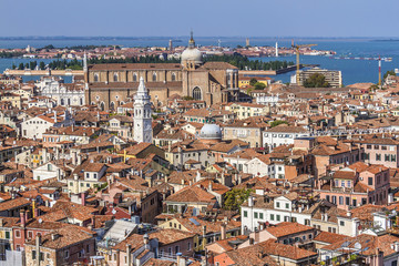 Fototapeta na wymiar Panoramic views of Venice from Campanile di San Marco. Venice