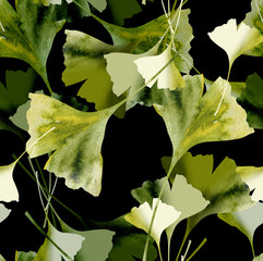 Fototapeta premium Ginkgo Seamless Pattern