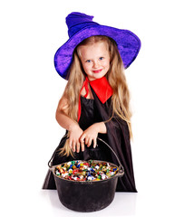 Witch  little girl with candy.