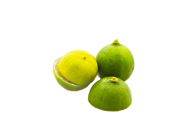 Sliced Lemon in Group, isolated on white