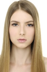 young blond hair woman beauty portrait , studio shot