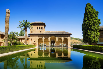 Partal Palace in La Alhambra in Granada, Spain - obrazy, fototapety, plakaty