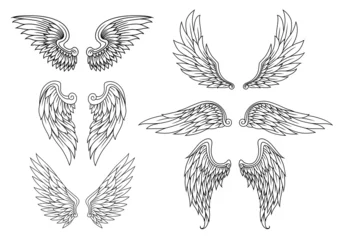 Fotobehang Heraldic wings set © Vector Tradition