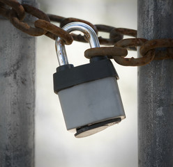 Closeup Abandoned Factory Locked Gate