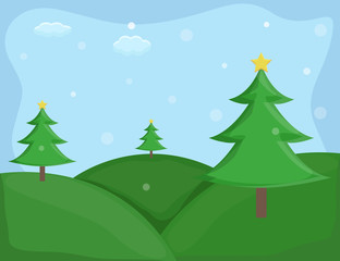 Christmas trees - Cartoon Background Vector