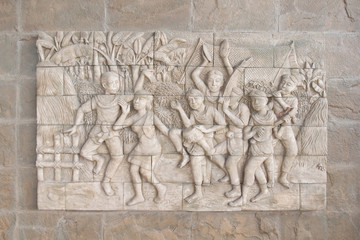 statue on cement Thai style handcraft of buddhism it tradition T