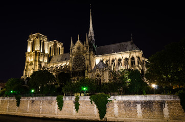 Fototapeta na wymiar Notre Dame Cathedral at night – Paris
