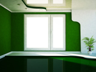 interior design scene with a window,