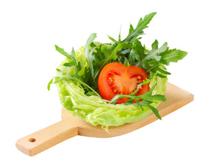 Rocket salad in lettuce bowl