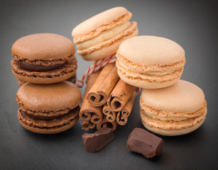 Macaroons with cinnamon and chocolate