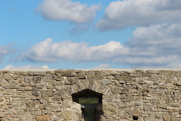 Fortification wall with cloud sky