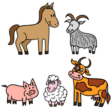 Set of cute farm animals