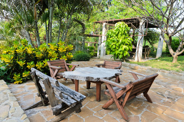 Garden wooden table and chairs