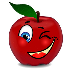 Red apple winks the eye