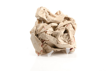 Crumpled paper isolated over white