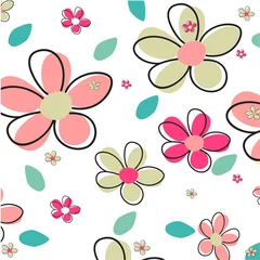 Washable wall murals Abstract flowers Seamless Summer Flower Vector Background