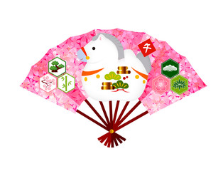 午　桜　扇子　馬