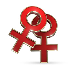 3D red lesbian symbol - computer generated render
