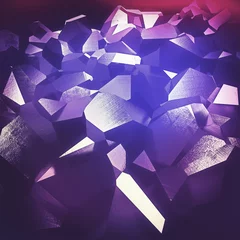 Gordijnen Beautiful abstract purple crystals backgournd - cgi render. © 123dartist