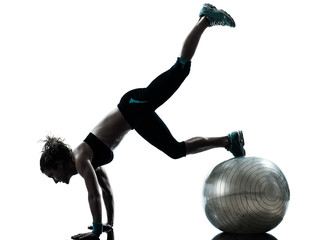 woman exercising fitness ball workout