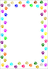 Colourful paw prints border. © Lucasos