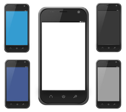 Realistic smartphone cellphone in alternate colors