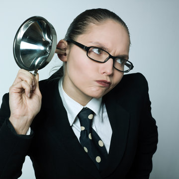 gossip girl curiosity woman spying curious hearing aid