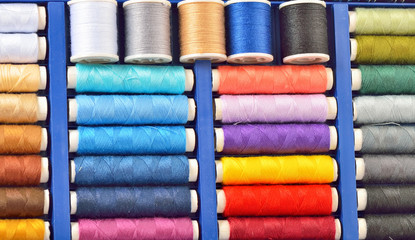 colored spools of threads