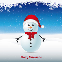 snowman red hat winter snow landscape