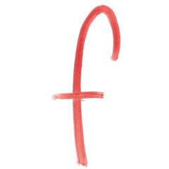 f - Red handwritten letter over white background lower case