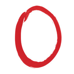 O - Red handwritten letter over white background