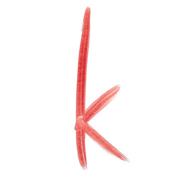 k - Red handwritten letter over white background lower case