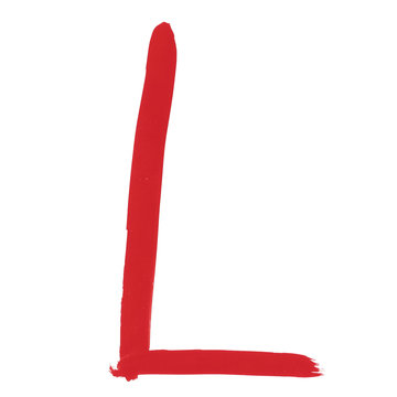 L - Red handwritten letter over white background