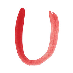 u - Red handwritten letter over white background lower case