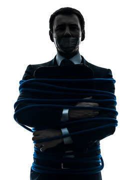 Business Man Tied Up Prisoner Silhouette