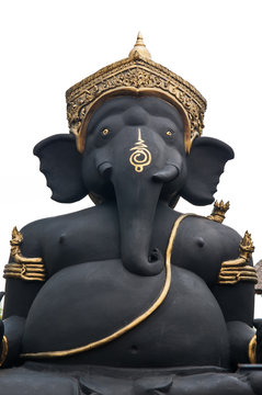 Sculpture Hindu God Ganesha  on white background