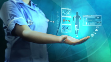 3D Montage Digital Graphics Running Man Medical Research  - Powered by Adobe