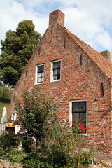Fototapeta na wymiar Historic facade in the fortress Bourtange.The Netherlands