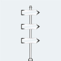 empty urban arrow boards on pillar