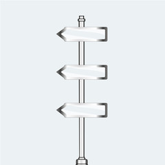 empty urban arrow boards on pillar