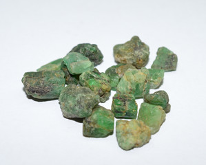 Emerald raw gemstones